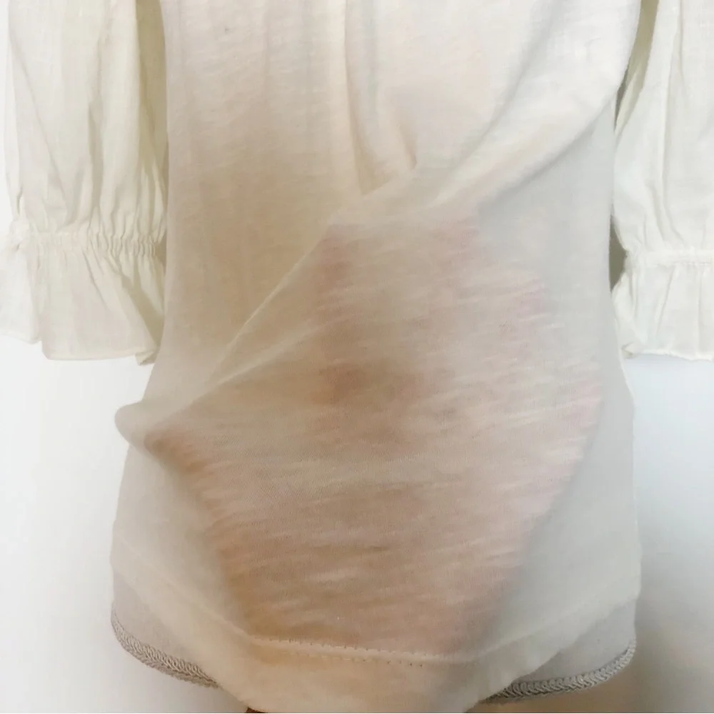 NWT By Anthropologie Smocked Puff-Sleeve Knit Top in Ivory Size XS